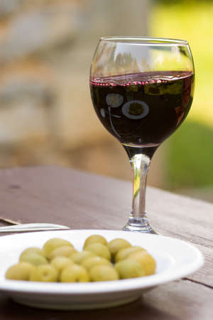 Wine and Olivesの写真素材