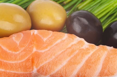 Salmon, Olive and Parsley の写真素材