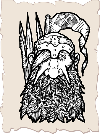 Old battle bearded gnomeのイラスト素材