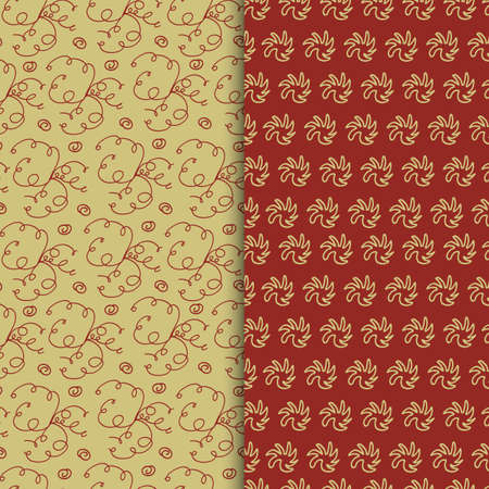 Two seamless vector patterns. Doodle hand drawn patternsのイラスト素材
