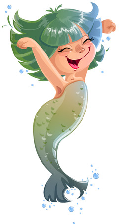 Postcard messenger sticker with little cute mermaidのイラスト素材