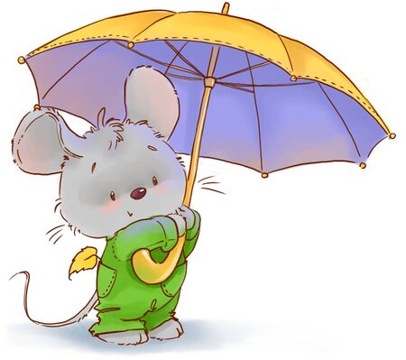 Cute mouse colored illustration. Fall baby animal clipart.の写真素材