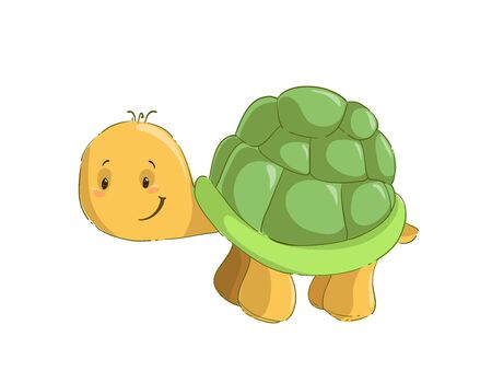 Baby turtle isolated on white background cartoon clipartのイラスト素材