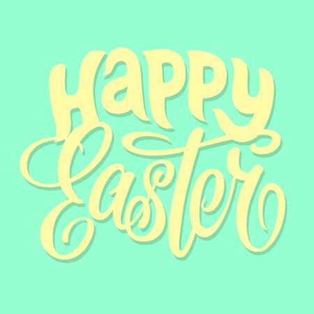 Vector illustration. Hand drawn elegant modern brush lettering of Happy Easter isolated on white background.のイラスト素材