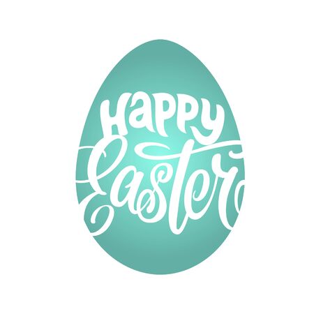 Vector illustration. Hand drawn elegant modern brush lettering of Happy Easter isolated on white background.のイラスト素材