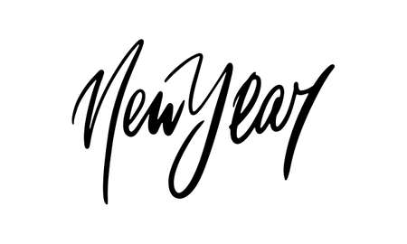 Lettering handwritten inscription New Year.のイラスト素材