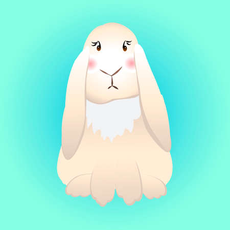 Cute character bunny rabbit on a blue background.のイラスト素材