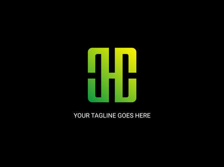 H letter Logo Template in green and yellow gradient isolated in black. suitable with eco friendly bussiness and industryのイラスト素材
