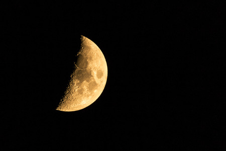 Half Moon with Crater Detailの写真素材