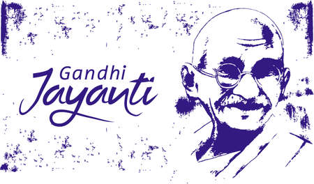 Gandhi Jayanti wishes vector typography design blueのイラスト素材