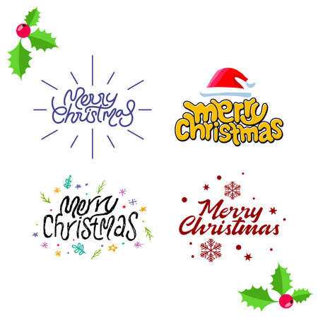 Merry Christmas text, Lettering design card template, Handwriting Alphabets, Hand Drawn Fonts, Creative typographyのイラスト素材
