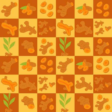 Turmeric abstract seamless geometric vector pattern for packaging designのイラスト素材