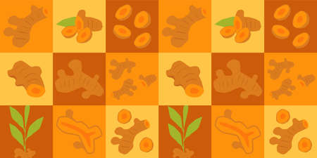 Turmeric abstract seamless geometric vector pattern for packaging design