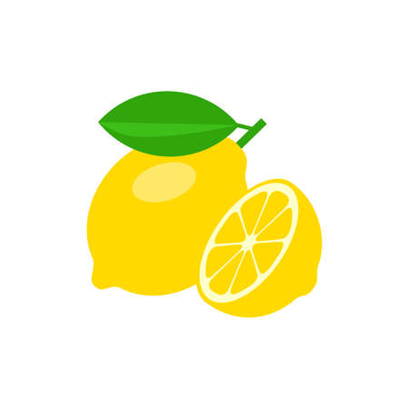 Lemon whole and half vector illustration isolated on white backgroundのイラスト素材