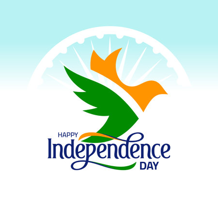 August 15, Happy independence day. Vector Greeting card design for Indian independence Day.のイラスト素材
