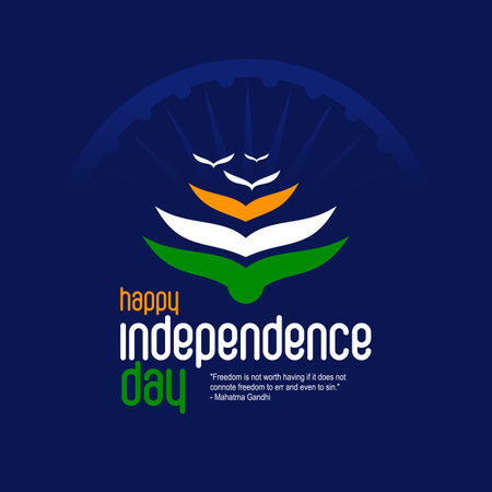 August 15, Happy independence day. Vector Greeting card design for Indian independence Day.のイラスト素材