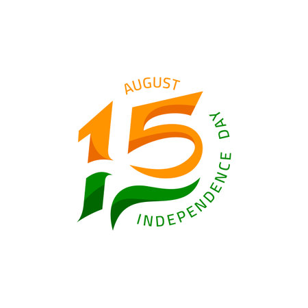August 15, Happy independence day. Vector Greeting card design for Indian independence Day.のイラスト素材