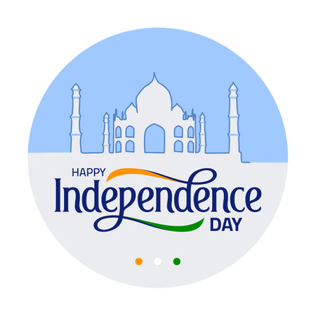 August 15, Happy independence day. Vector Greeting card design for Indian independence Day.のイラスト素材