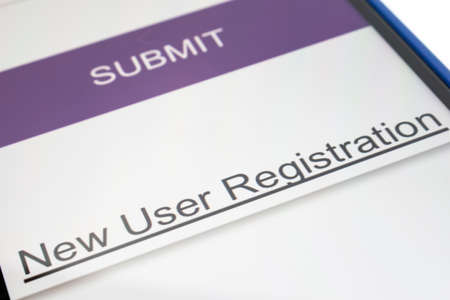 a close view of submit button on mobile screen with white backgroundの写真素材