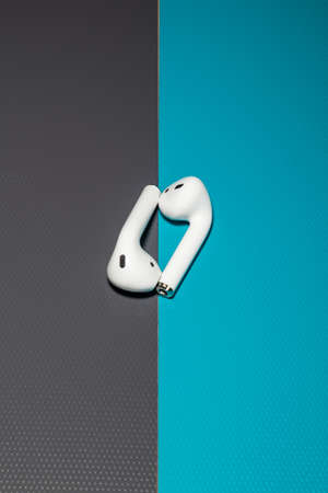 earphone in different colour background, photography artの写真素材