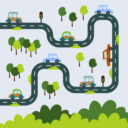 cars on the road cityのイラスト素材