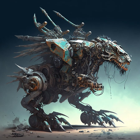 Fantasy alien robot. 3D illustration. Fantasy digital painting.の素材