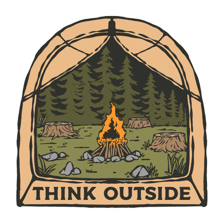 Outdoor fire camp illustrationのイラスト素材