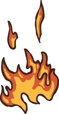 Fire flames on a white background. Vector illustration in cartoon style.のイラスト素材