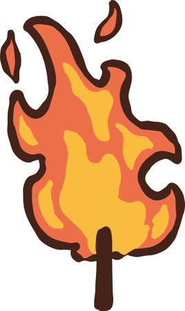 Bonfire with flames on a white background. Vector illustration of a bonfire.のイラスト素材