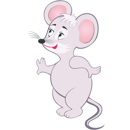 comic gray smiling little mouse のイラスト素材