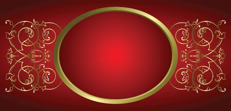 decorative ornament frame against deep red backgroundのイラスト素材
