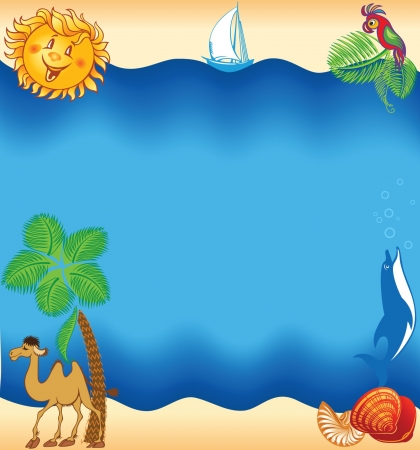 Summer sea beach background, travel conceptのイラスト素材