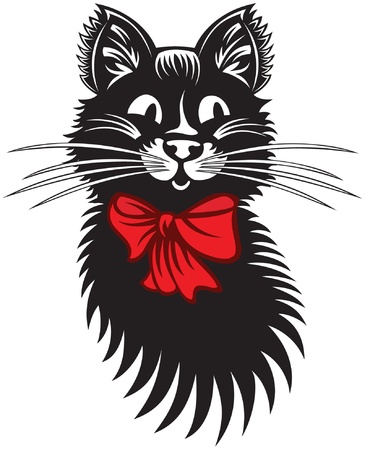 Funny Cat with Red Bowのイラスト素材