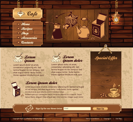 Coffee grunge retro web site のイラスト素材