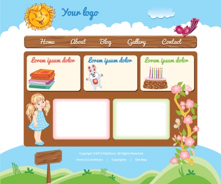 Cartoon template for kid web siteのイラスト素材
