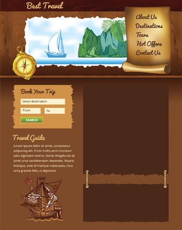 wooden vintage travel template のイラスト素材