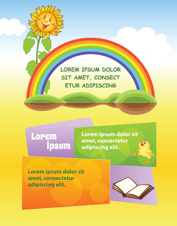 Yellow kid template with smiling sunflowerのイラスト素材