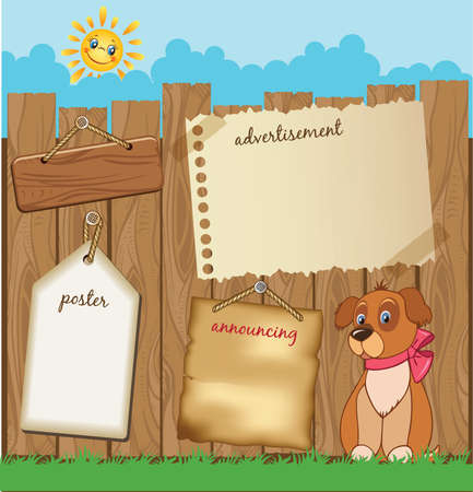 Cartoon advert template with puppyのイラスト素材