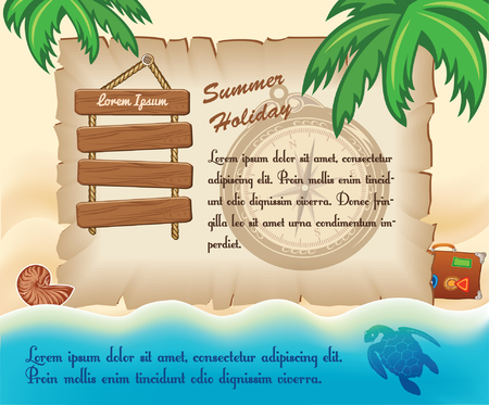 Travel background with old mapのイラスト素材