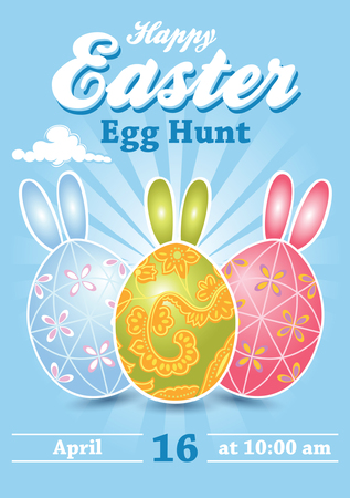 Easter Egg Hunt template, vector backgroundのイラスト素材