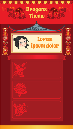 Asian style cartoon kid template.のイラスト素材