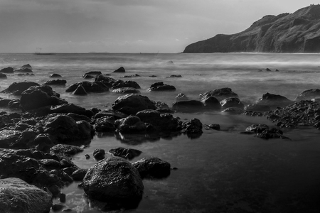 Kebumen, Indonesia, March 9, 2014 â The rocks at Menganti beach of Kebumen district.のeditorial素材