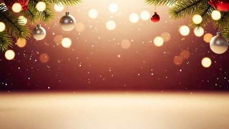 Christmas background with fir branches and balls. EPS 10 vector file includedの素材