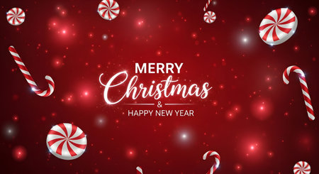 Merry Christmas and Happy New Year greeting card. Vector illustration.の素材