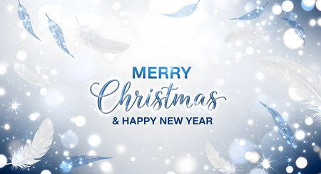 Merry Christmas and Happy New Year greeting card. Vector illustration.の素材
