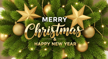Merry Christmas and Happy New Year Greeting Card. Vector illustrationの素材