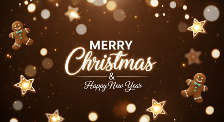 Merry Christmas and Happy New Year Greeting Card. Vector Illustrationの素材