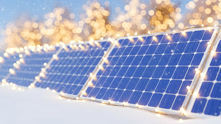 solar energy with bokeh background. 3d illustration.の素材