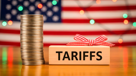 TRAFFIST sign with stack of coins and USA flag on bokeh backgroundの素材