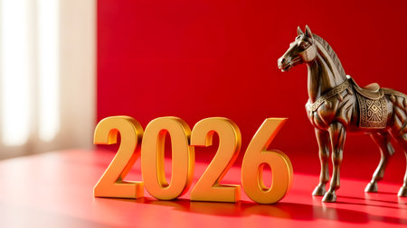 Year of the Horse. New Year concept. 3D illustration.の素材